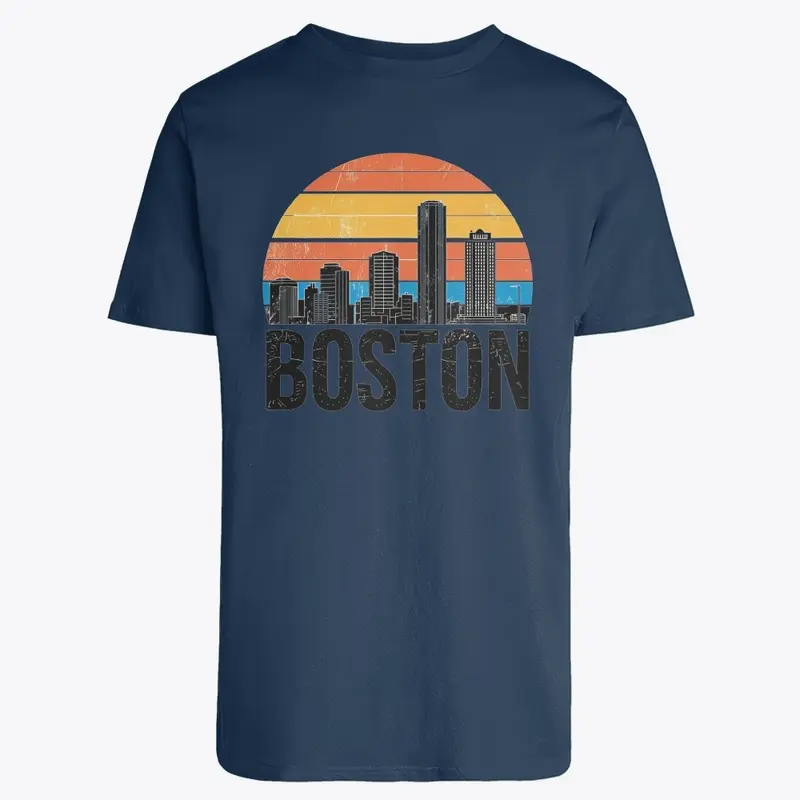 sunset silhouette of Boston