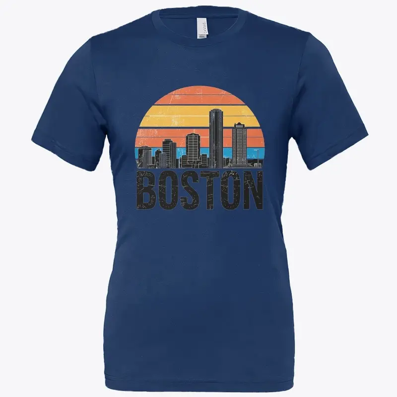 sunset silhouette of Boston